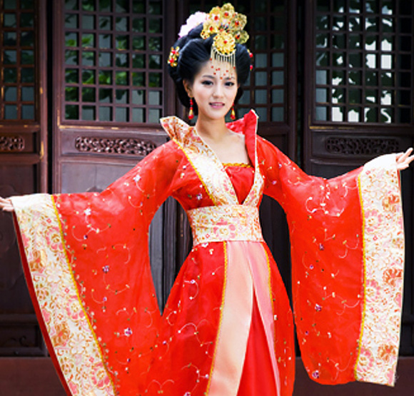 漢服對(duì)襟立領(lǐng)長袍套裝