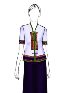 海南傳統(tǒng)黎族服飾女式短袖上衣+長褲方案設(shè)計