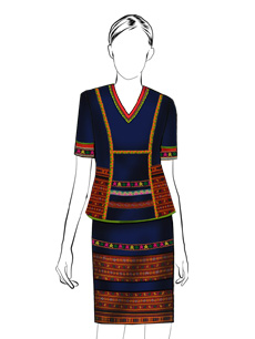 海南傳統(tǒng)黎族服飾女短袖+筒裙方案設(shè)計
