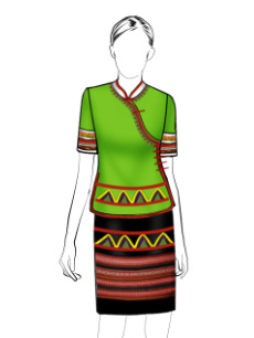 海南傳統(tǒng)黎族服飾女短袖+短裙方案設(shè)計