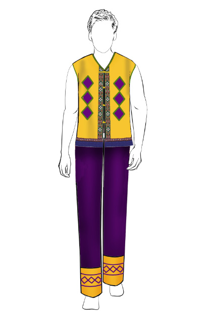海南傳統(tǒng)黎族服飾男無袖+長褲方案設計