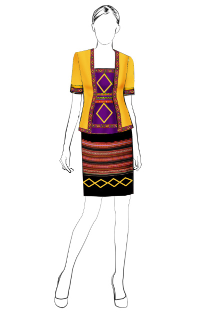 海南傳統(tǒng)黎族服飾女短袖+短裙方案設(shè)計