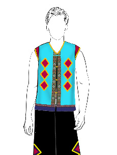 海南傳統(tǒng)黎族服飾男無(wú)袖+長(zhǎng)褲方案設(shè)計(jì)