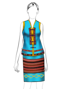 海南傳統(tǒng)黎族服飾女無(wú)袖圍裙方案設(shè)計(jì)
