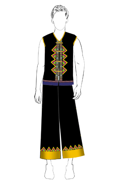 海南傳統(tǒng)黎族服飾男無袖方案設(shè)計(jì)