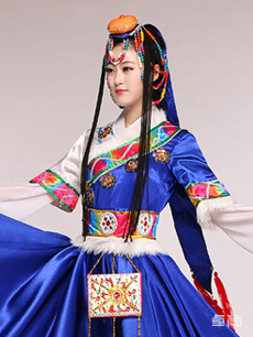 女款藍(lán)色藏族服飾定制