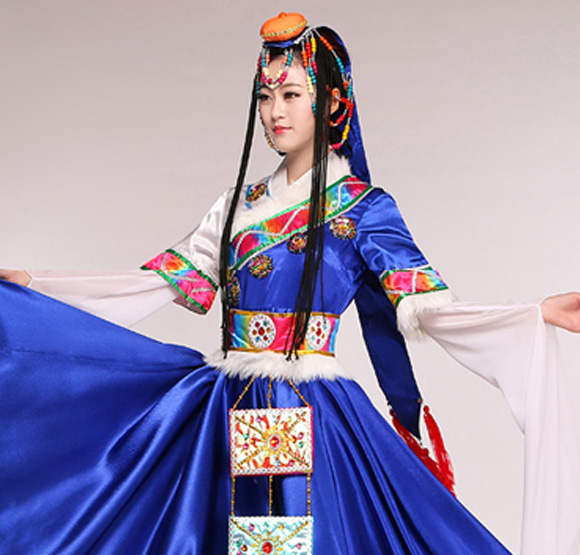 女款藍色藏族服飾