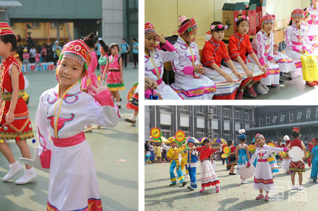 卓簡(jiǎn)為北京黃城根小學(xué)提供兒童民族服飾！